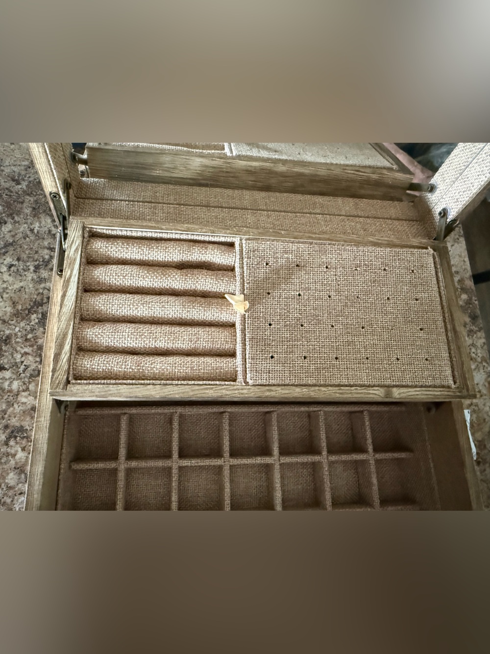 Wood Finish Jewelry Organizer Box with Mirror - Brown - Picture 3 of 8